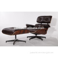 Premium soft leather palisander wood emes lounge chair with ottoman